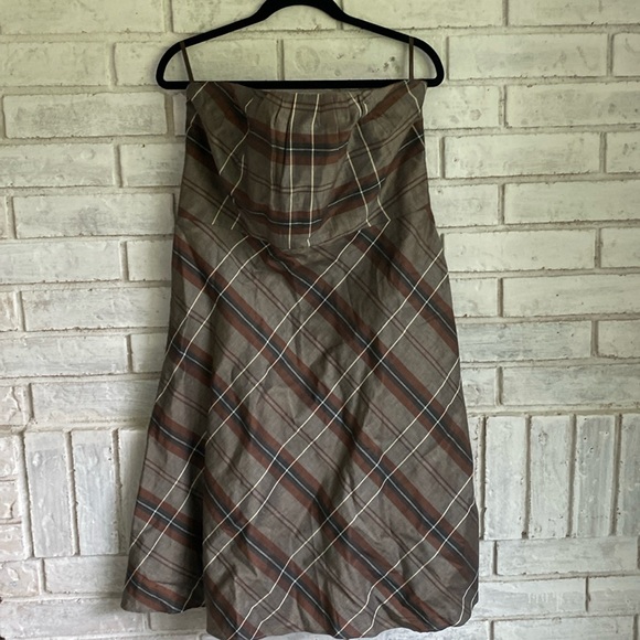 Banana Republic Brown & Black plaid strapless dress size 12 - Picture 7 of 7